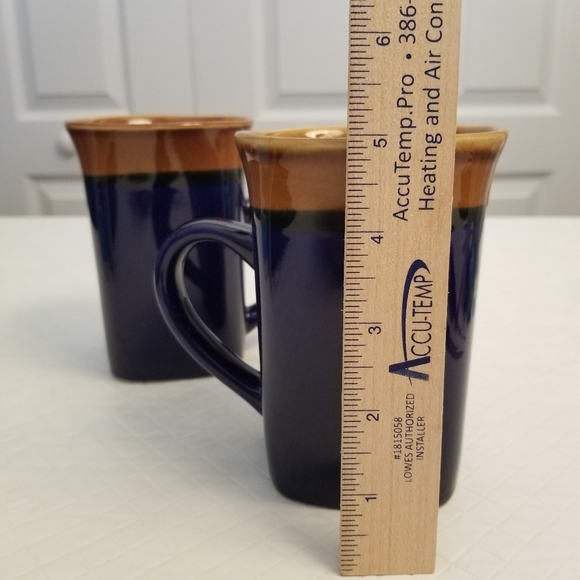 Set Of 2 Royal Norfolk Square 2-Tone Flared-Rim Stoneware Mug 14 oz Blue/Brown - Picture 4 of 6
